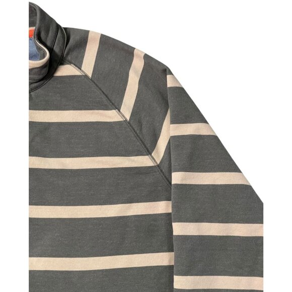 L.L. Bean Striped Rugby Henley Pullover Snap Zip Gray Beige Size XL - Picture 6 of 9